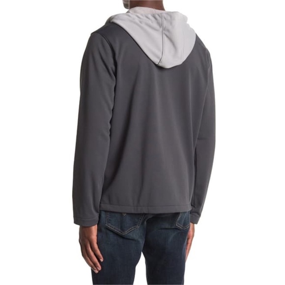 Spyder Mens Gray Full Zip Up Hooded Color Block Soft Shell Track Jacket Sz S New - Picture 3 of 12